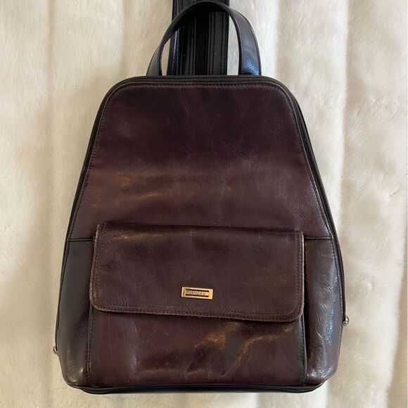 Landau Sacamoto brown leather backpack - Picture 2 of 14